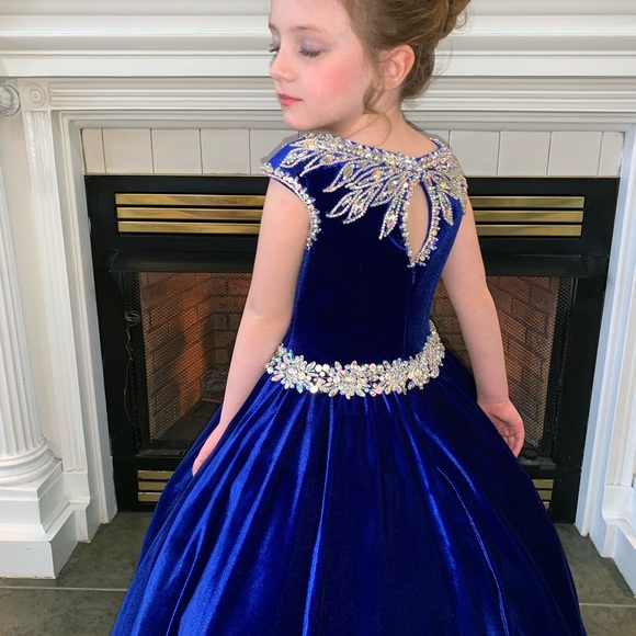 Little Rosie Dresses Little Rosie Royal Blue Velvet Pageant Dress